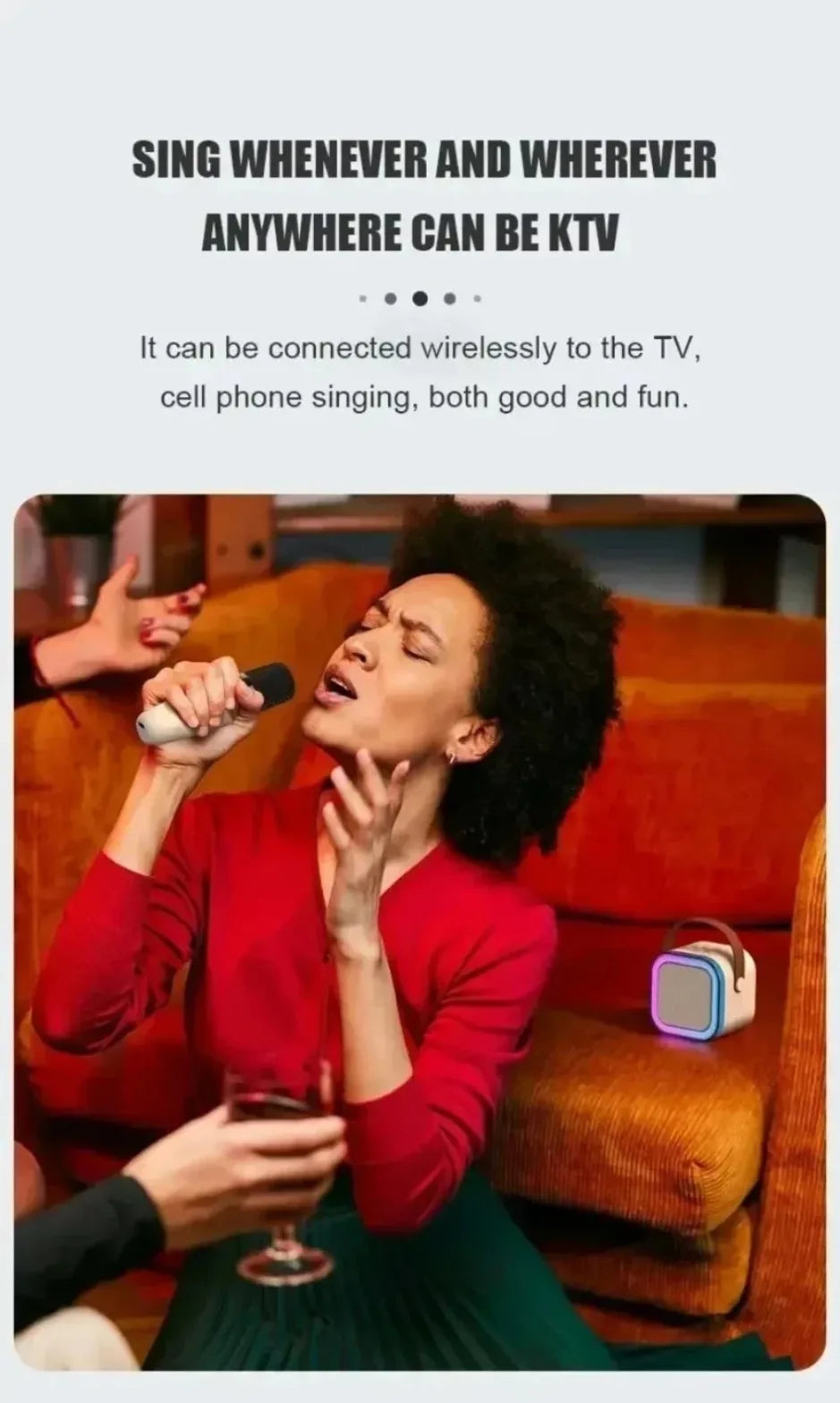 Máquina de Karaoke Portátil Bluetooth 5.3 com 2 Microfones