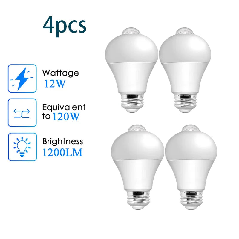 Lâmpada LED E27 Inteligente com Sensor de Movimento PIR 12W – Auto On/Off 220V