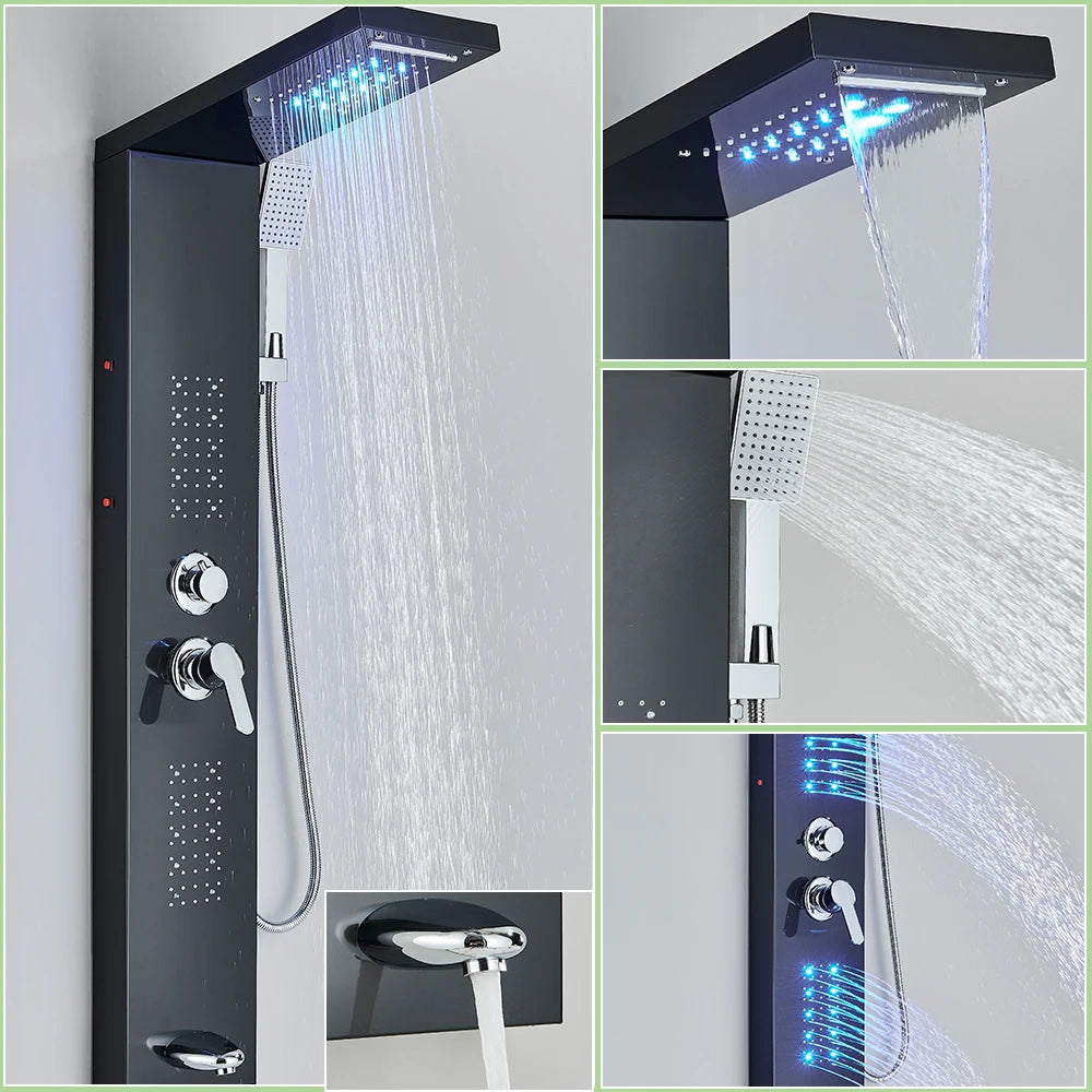 Painel de Duche LED Multifuncional (SPA Massagem e Cascata)