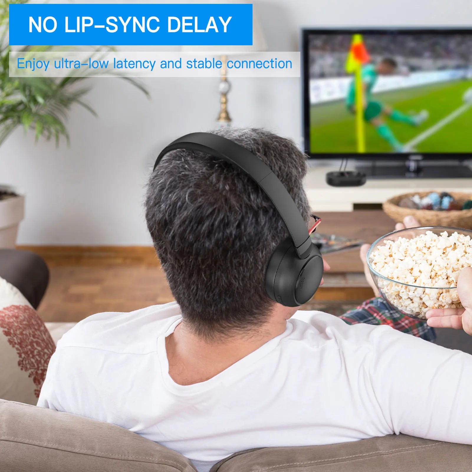 Headphone TV Wireless 2.4G/BT 5.3 com Dock de Carregamento