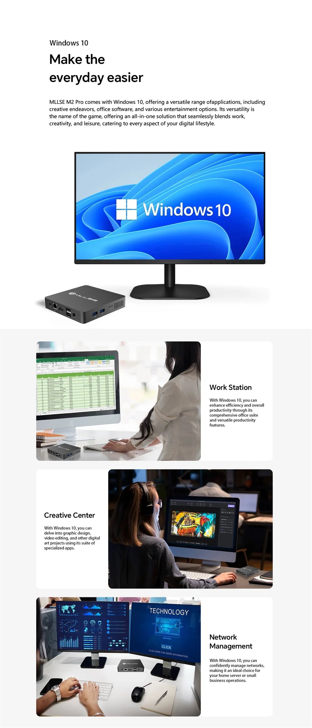 MLLSE M2 Air Mini PC (Intel N4000/J3710, WiFi Dual-Band)
